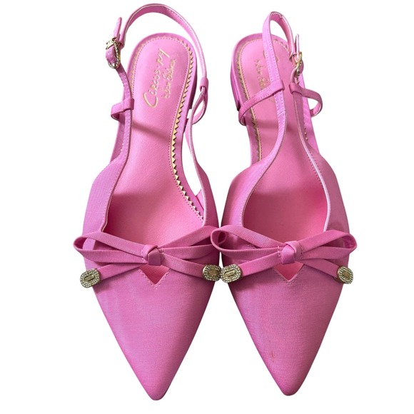 NWOT Circus by Sam Edelman Lafayette Slingback Bow Flats Sz 10 Pink Preppy - Picture 1 of 8